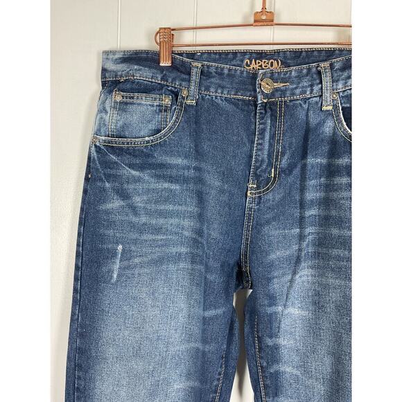 Carbon Men's Intentionally Distressed 5 Pocket Straight Leg Jeans 34/32 - Picture 5 of 9